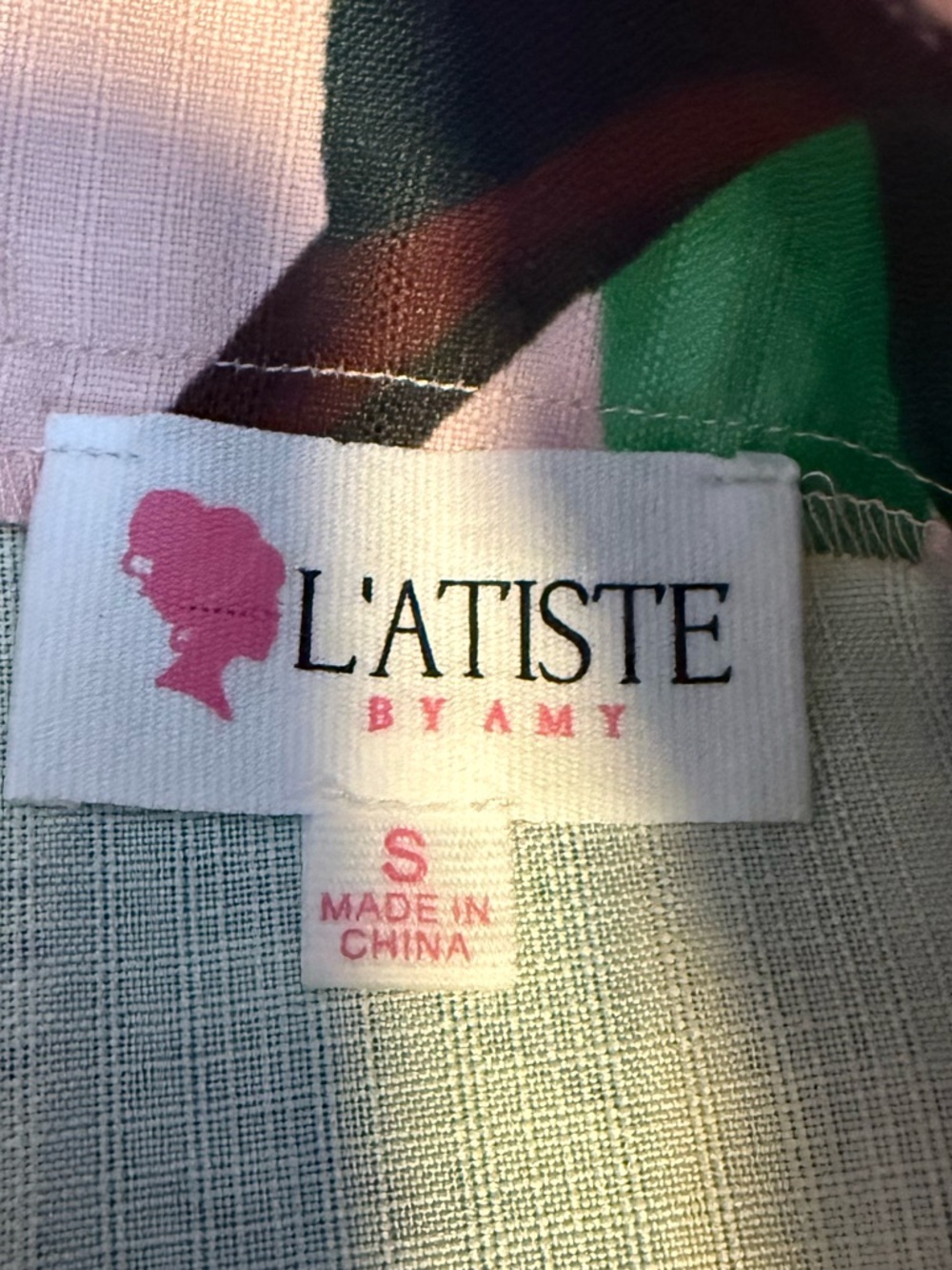 Belted Lace Trim Tropical Palm Print by L’Atiste by Amy Size Small NWOT Vacay - Picture 5 of 14